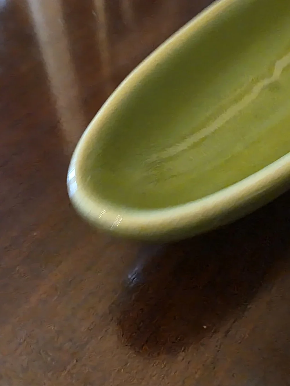 Long Green Ceramic Olive Or Condiment Dish